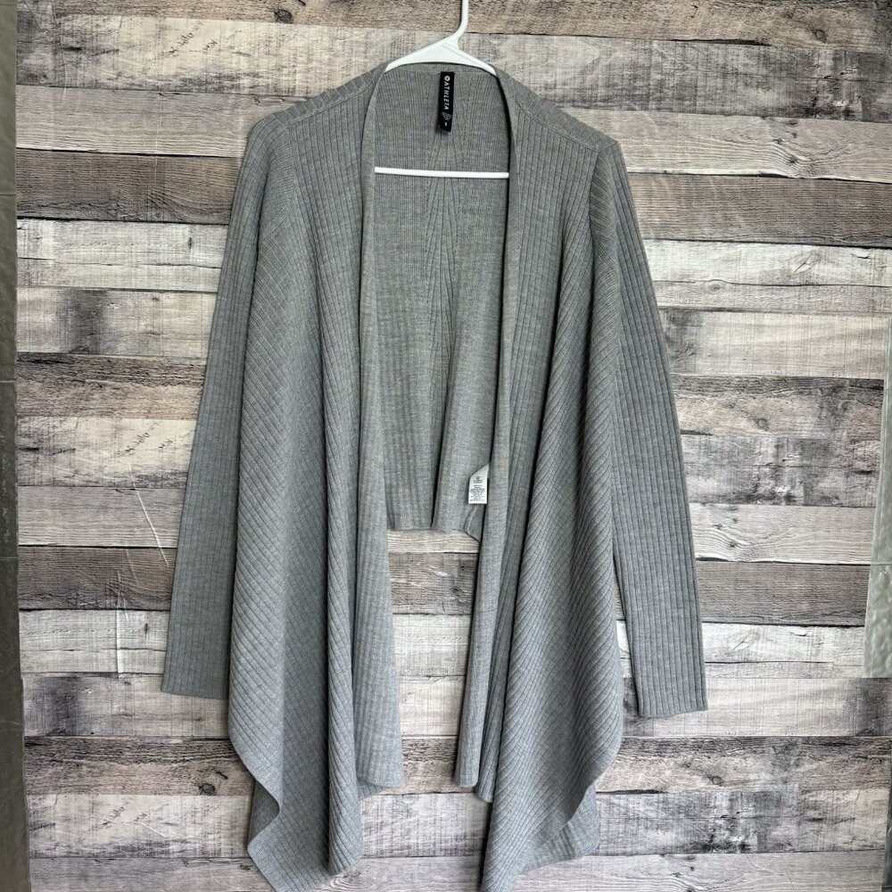 Athleta Solstice Wrap Sweater Cardigan Women's S Gray Wool Blend Yoga Workout
